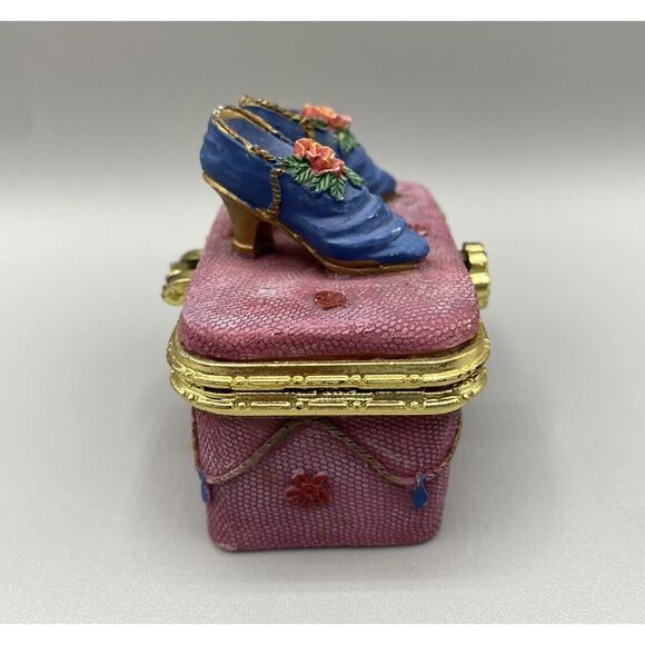 Vintage Med Western Home High Heel Victorian Shoe Trinket Stash Pill Hinged Box - Picture 4 of 9